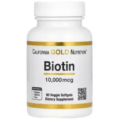 California Gold Nutrition Biotin 10,000 mcg 90 softgels, California Gold Nutrition Biotin 10,000 mcg 90 softgels  в интернет магазине Mega Mass