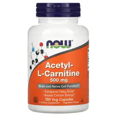NOW Acetyl-L-Carnitine 500 mg 100 vcaps, NOW Acetyl-L-Carnitine 500 mg 100 vcaps  в интернет магазине Mega Mass
