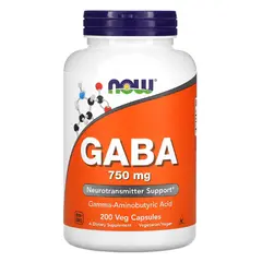 NOW GABA 750 mg 200 caps, Фасування: 200 caps, Концентрація: 750 mg, image 