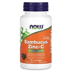 NOW Sambucus Zinc-C 60 Lozenges, image 