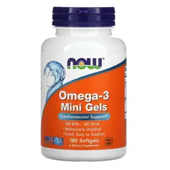 NOW Omega-3 Mini Gels 180 Softgels, NOW Omega-3 Mini Gels 180 Softgels  в интернет магазине Mega Mass