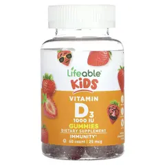 Lifeable Kids Vitamin D3 60 Gummies Strawberry, Lifeable Kids Vitamin D3 60 Gummies Strawberry  в интернет магазине Mega Mass