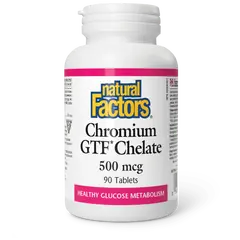 Natural Factors Chromium GTF Chelate  500 mcg  90 tablets, image 