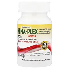 Nature's Plus Hema-Plex Iron with Essential Nutrients 30 tabs, Фасування: 30 tabs, image 
