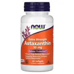 NOW Astaxanthin 10 mg 60 softgels, Фасування: 60 softgels, Концентрація: 10 mg, image 