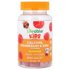 Lifeable Kids Calcium Magnesium & Zinc 60 Gummies Raspberry, image 