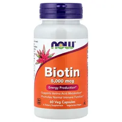 NOW Biotin 5000 mcg 60 caps, Фасовка: 60 caps, NOW Biotin 5000 mcg 60 caps, Фасовка: 60 caps  в интернет магазине Mega Mass