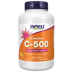 NOW C-500 Chew Orange 100 tabs, NOW C-500 Chew Orange 100 tabs  в интернет магазине Mega Mass