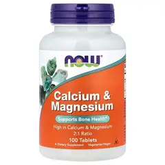 NOW Calcium & Magnesium 100 tabs, image 