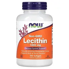 NOW Lecithin 1200 mg 100 softgels, image 
