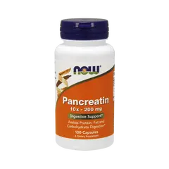NOW Pancreatin 10X 200 mg 100 caps, image 