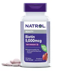 Natrol Biotin Strawberry 5000 mcg 90 tab, image 