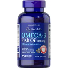 Puritan's Pride Omega-3 Fish Oil 1000 mg 250 softgels, image 
