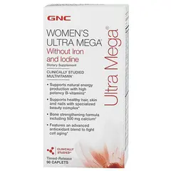 GNC Womens Ultra Mega without Iron & Iodine 90 caps, GNC Womens Ultra Mega without Iron & Iodine 90 caps  в интернет магазине Mega Mass