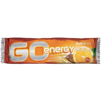 BioTech GO Energy Bar 40g Orange in dark chocolate, image 