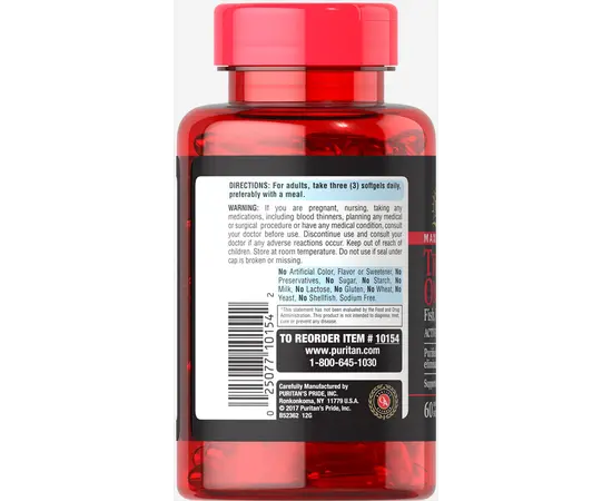 Puritan's Pride Triple Omega 3-6-9 Fish, Flax & Borage Oils 60 softgels, Puritan's Pride Triple Omega 3-6-9 Fish, Flax & Borage Oils 60 softgels , изображение 3 в интернет магазине Mega Mass