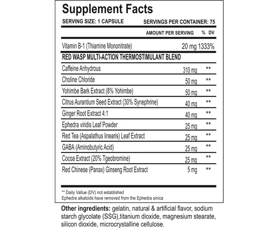 Cloma Pharma RED WASP 75 caps, Cloma Pharma RED WASP 75 caps , изображение 2 в интернет магазине Mega Mass