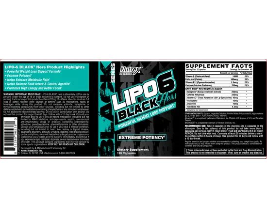 Nutrex Lipo-6 Black Hers 120 caps, Nutrex Lipo-6 Black Hers 120 caps , изображение 2 в интернет магазине Mega Mass