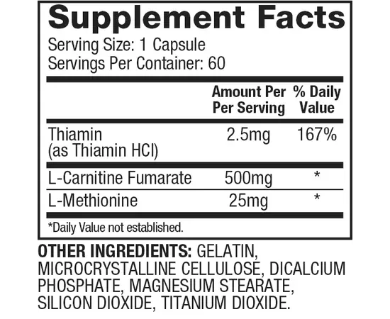Dymatize L-Carnitine Xtreme 60 caps, image , зображення 2