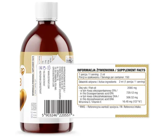 OstroVit Omega 3 ULTRA Liquid 300 ml, OstroVit Omega 3 ULTRA Liquid 300 ml , изображение 3 в интернет магазине Mega Mass