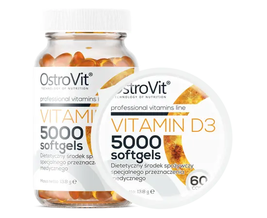 OstroVit Vitamin D3 5000 60 softgels, image , зображення 2