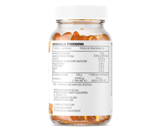 OstroVit Vitamin D3 5000 60 softgels, image , зображення 3