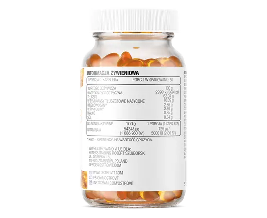 OstroVit Vitamin D3 5000 60 softgels, image , зображення 3
