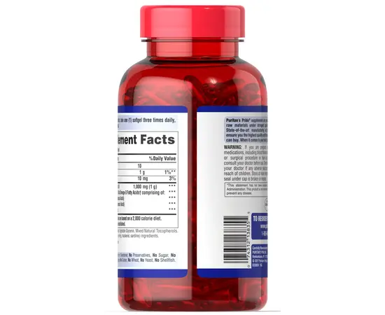 Puritan's Pride Omega-3 Fish Oil 1000 mg 250 softgels, image , зображення 2