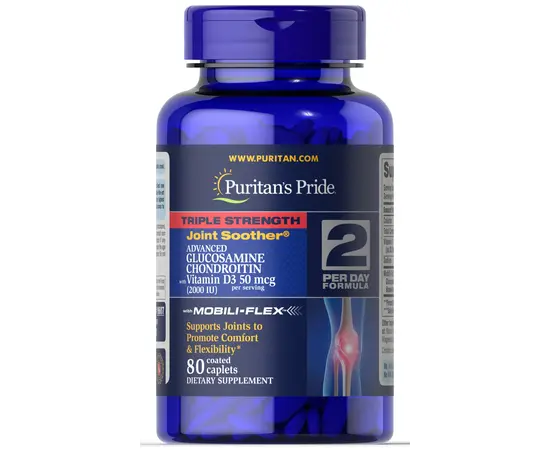 Puritan's Pride Triple Strength Glucosamine Chondroitin with Vitamin D3 80 caplets, image 