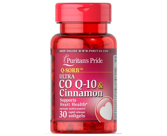 Puritan`s Pride CO Q-10 120 mg & Cinnamon 250 mg 30 softgels, Puritan`s Pride CO Q-10 120 mg & Cinnamon 250 mg 30 softgels  в интернет магазине Mega Mass