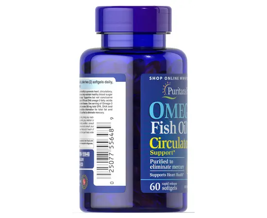 Puritan`s Pride Omega 3 Circulatory 60 softgels, Puritan`s Pride Omega 3 Circulatory 60 softgels , изображение 3 в интернет магазине Mega Mass