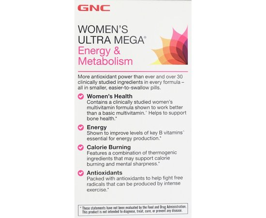 GNC Women's Ultra Mega Energy & Metabolism 90 caps, image , зображення 2