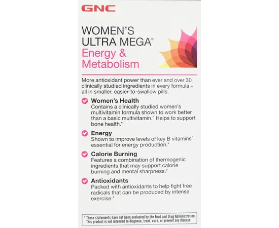 GNC Women's Ultra Mega Energy & Metabolism 90 caps, GNC Women's Ultra Mega Energy & Metabolism 90 caps , изображение 2 в интернет магазине Mega Mass