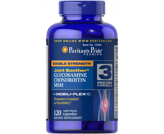 Puritan's Pride Double Strength Glucosamine Chondroitin MSM 120 caps, Puritan's Pride Double Strength Glucosamine Chondroitin MSM 120 caps  в интернет магазине Mega Mass