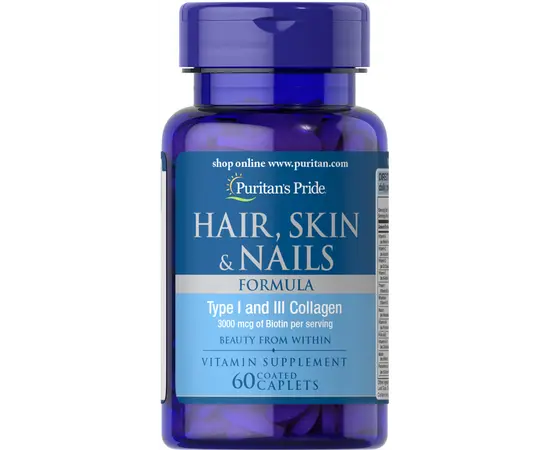 Puritan's Pride Hair Skin & Nails Formula 60 caps, Puritan's Pride Hair Skin & Nails Formula 60 caps  в интернет магазине Mega Mass