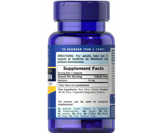 Puritan's Pride Melatonin 10 mg 60 caps, Puritan's Pride Melatonin 10 mg 60 caps , изображение 2 в интернет магазине Mega Mass