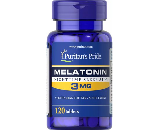 Puritan`s Pride Melatonin 3 mg 120 tabs, Puritan`s Pride Melatonin 3 mg 120 tabs  в интернет магазине Mega Mass