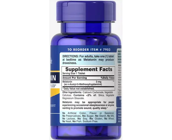 Puritan`s Pride Melatonin 3 mg 120 tabs, image , зображення 3