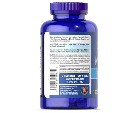 Puritan's Pride Mega Vita Gel 120 softgels, Puritan's Pride Mega Vita Gel 120 softgels , изображение 3 в интернет магазине Mega Mass