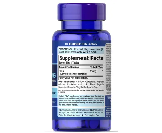 Puritan's Pride DHEA 25 mg 100 tabs, image , зображення 2