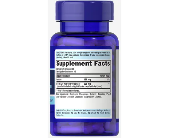 Puritan's Pride 5-HTP 100 mg 60 caps, image , зображення 2