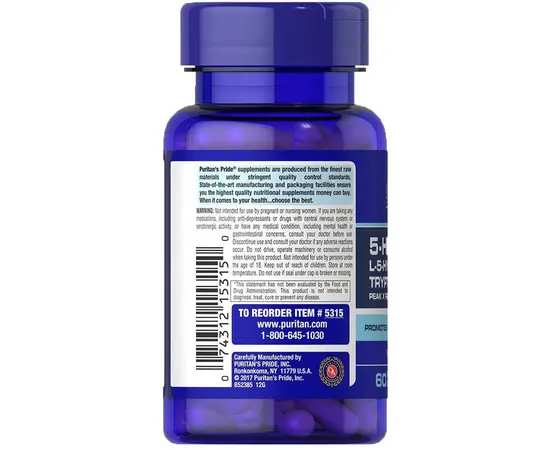 Puritan's Pride 5-HTP 100 mg 60 caps, image , зображення 3