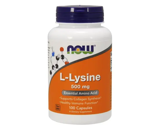 NOW L-Lysine 500 mg 100 caps, Фасовка: 100 caps, image 