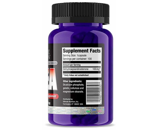 Ultimate Nutrition DHEA 100 mg 100 caps, image , зображення 3
