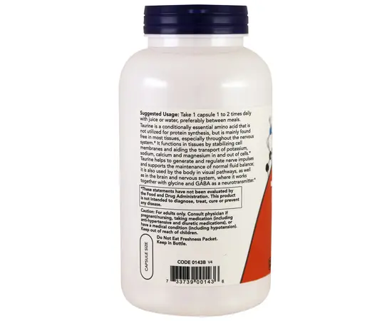 NOW Taurine 1000 mg 100 caps, NOW Taurine 1000 mg 100 caps , изображение 3 в интернет магазине Mega Mass