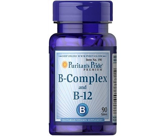 Puritan's Pride Vitamin B-Complex and Vitamin B-12 90 tabs, image 