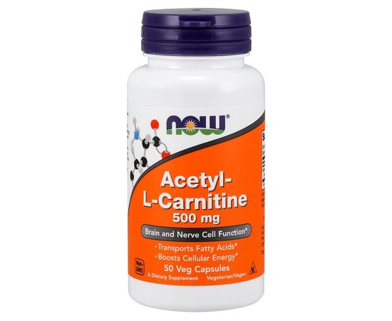 NOW Acetyl-L-Carnitine 500 mg 50 caps, image 