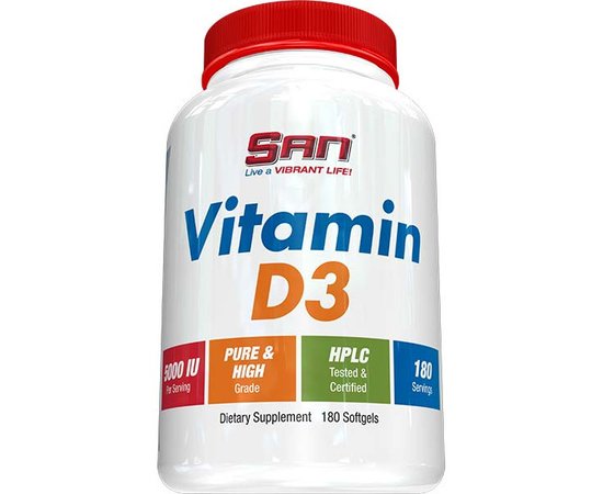 San Vitamin D3 5000 IU 180 softgels, San Vitamin D3 5000 IU 180 softgels  в интернет магазине Mega Mass