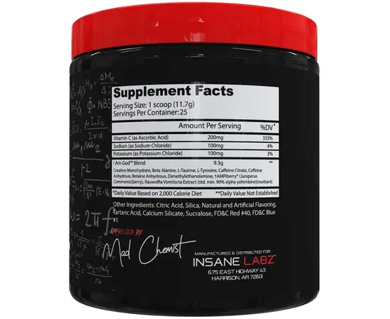 Insane Labz I Am God 25 servings, Вкусы: Apple / Яблоко, Insane Labz I Am God 25 servings, Вкусы: Apple / Яблоко , изображение 2 в интернет магазине Mega Mass