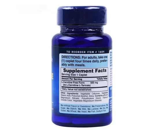 Puritan`s Pride L-Carnitine 500 mg 60 caps, image , зображення 2